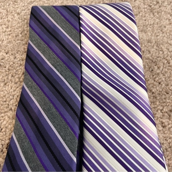 Lot of (2) Men's Express Purple Striped Silk Ties. - Picture 3 of 9